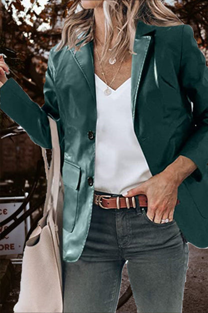 Fashion Solid Pocket Buttons Turndown Collar Outerwear(5 Colors)