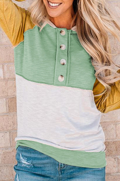 Fashion Color Block Contrast Mandarin Collar Hoodies