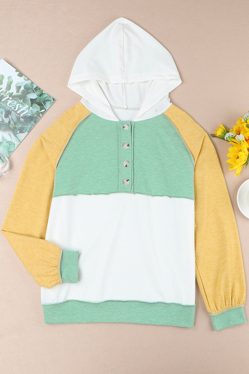 Fashion Color Block Contrast Mandarin Collar Hoodies