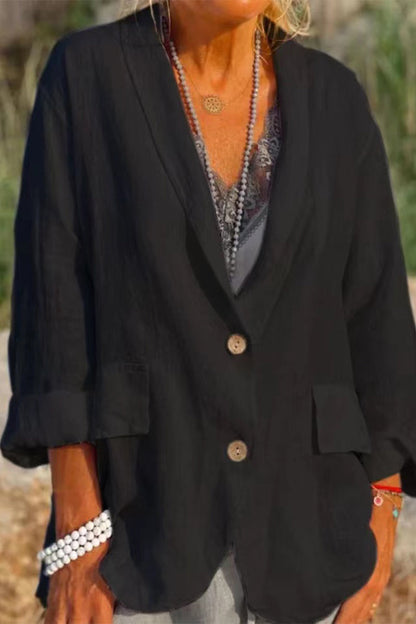 Casual Solid Buttons Turn-back Collar Outerwear(5 Colors)