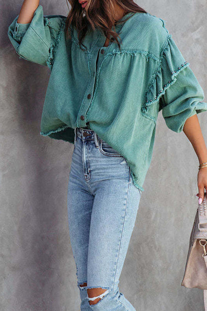 Fashion Solid Buttons Mandarin Collar Outerwear