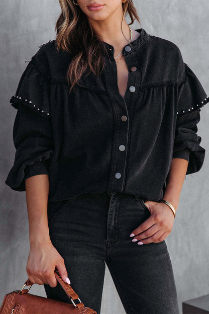 Fashion Solid Buttons Mandarin Collar Outerwear