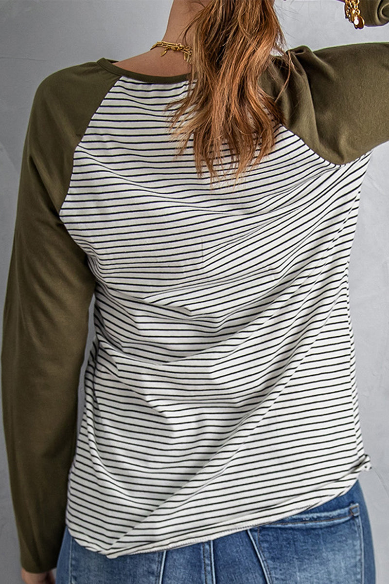 Casual Patchwork O Neck Tops