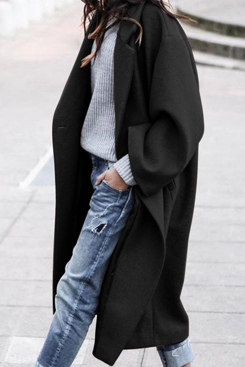 Casual Solid Patchwork Buttons Turndown Collar Outerwear(5 Colors)