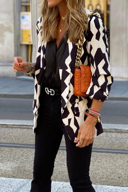 Work Street Print Printing Turn-back Collar Outerwear