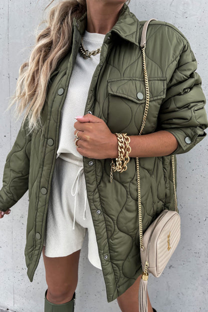 Work Street Solid Pocket Turndown Collar Outerwear