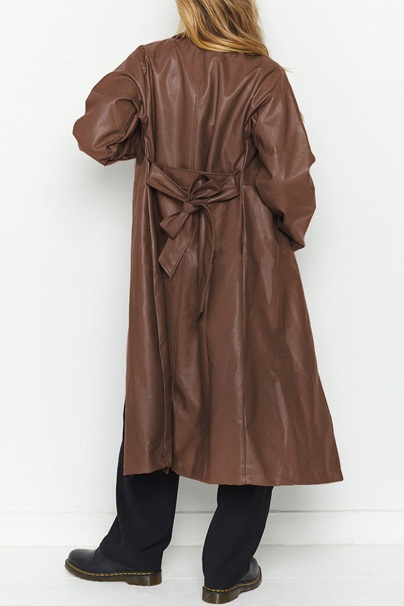 Elegant College Solid Turn-back Collar Outerwear(3 Colors)