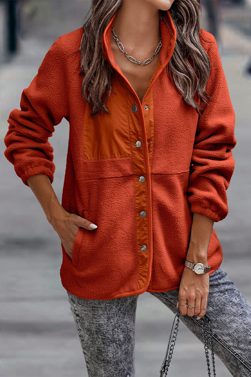 Casual Solid Patchwork Pocket Half A Turtleneck Jacket(7 Colors)