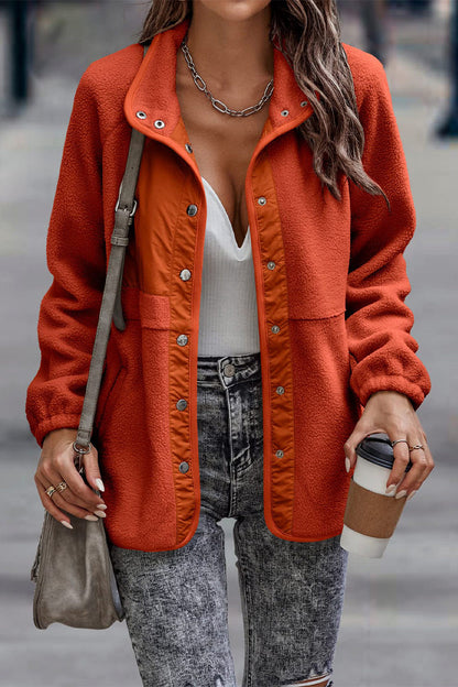 Casual Solid Patchwork Pocket Half A Turtleneck Jacket(7 Colors)