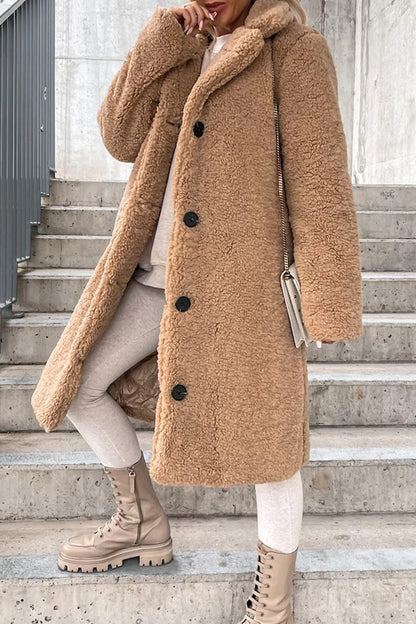 Casual Solid Buckle Solid Color Turndown Collar Outerwear