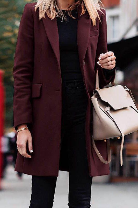 Casual Solid Solid Color Turn-back Collar Outerwear