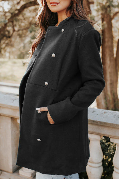 Casual Solid Buckle Square Collar Outerwear(3 Colors)