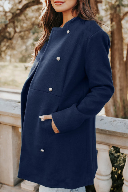 Casual Solid Buckle Square Collar Outerwear(3 Colors)