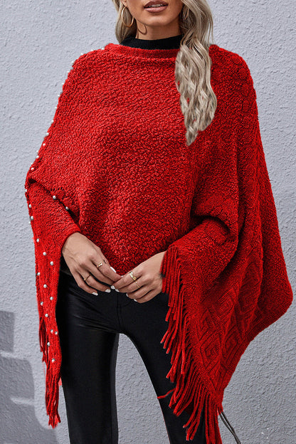 Casual Solid Tassel Rivets Asymmetrical O Neck Outerwear(4 Colors)