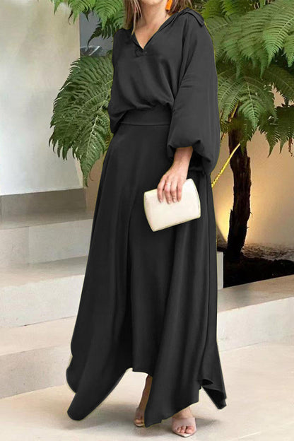 Casual Solid Frenulum Long Sleeve Two Pieces(6 Colors)