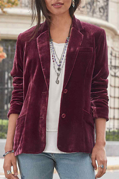 Street Solid Patchwork Pocket Turndown Collar Outerwear