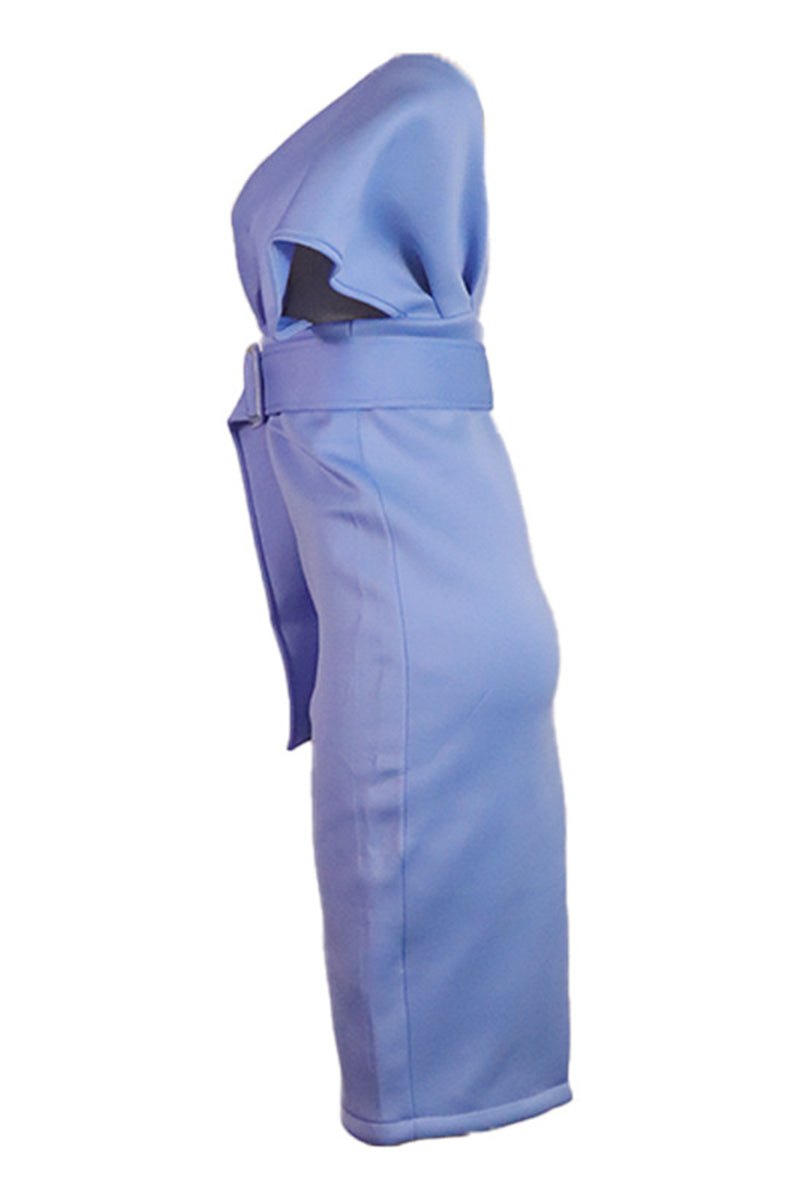 Elegant Solid V Neck One Step Skirt Dresses(2 Colors)