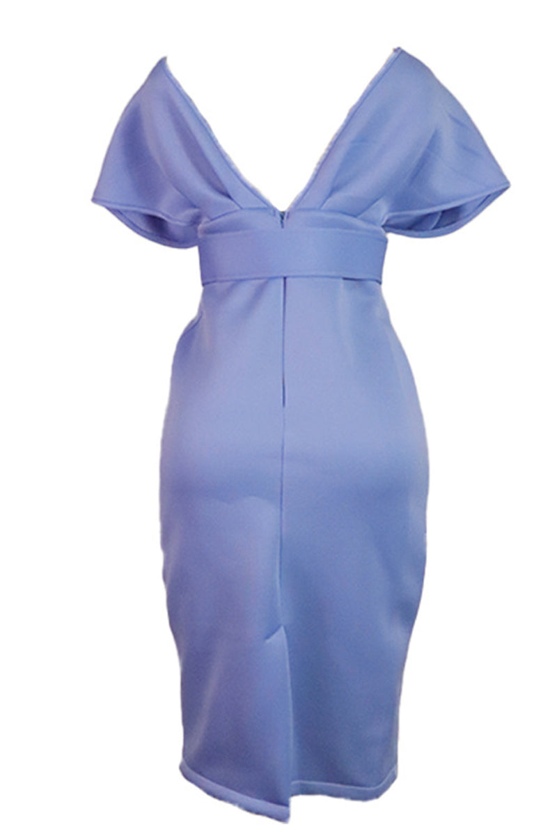 Elegant Solid V Neck One Step Skirt Dresses(2 Colors)