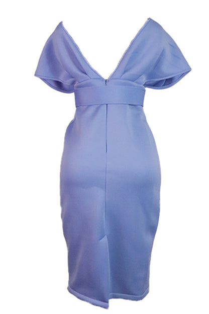 Elegant Solid V Neck One Step Skirt Dresses(2 Colors)