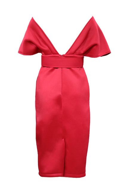 Elegant Solid V Neck One Step Skirt Dresses(2 Colors)