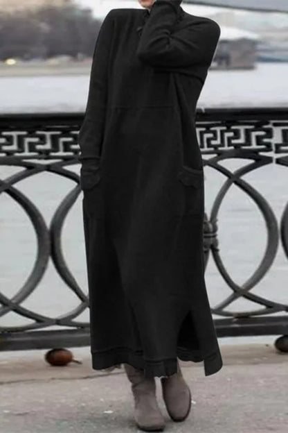 Solid Solid Color O Neck Long Sleeve Dresses