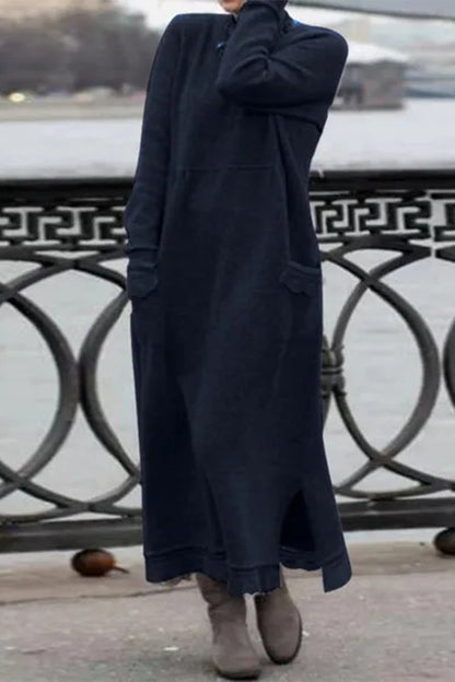 Solid Solid Color O Neck Long Sleeve Dresses