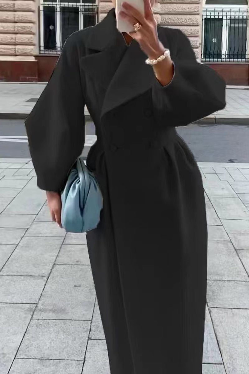 Elegant Solid Color Turndown Collar Outerwear(9 Colors)