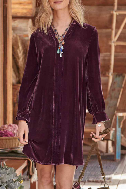 Street Solid Patchwork V Neck Straight Dresses