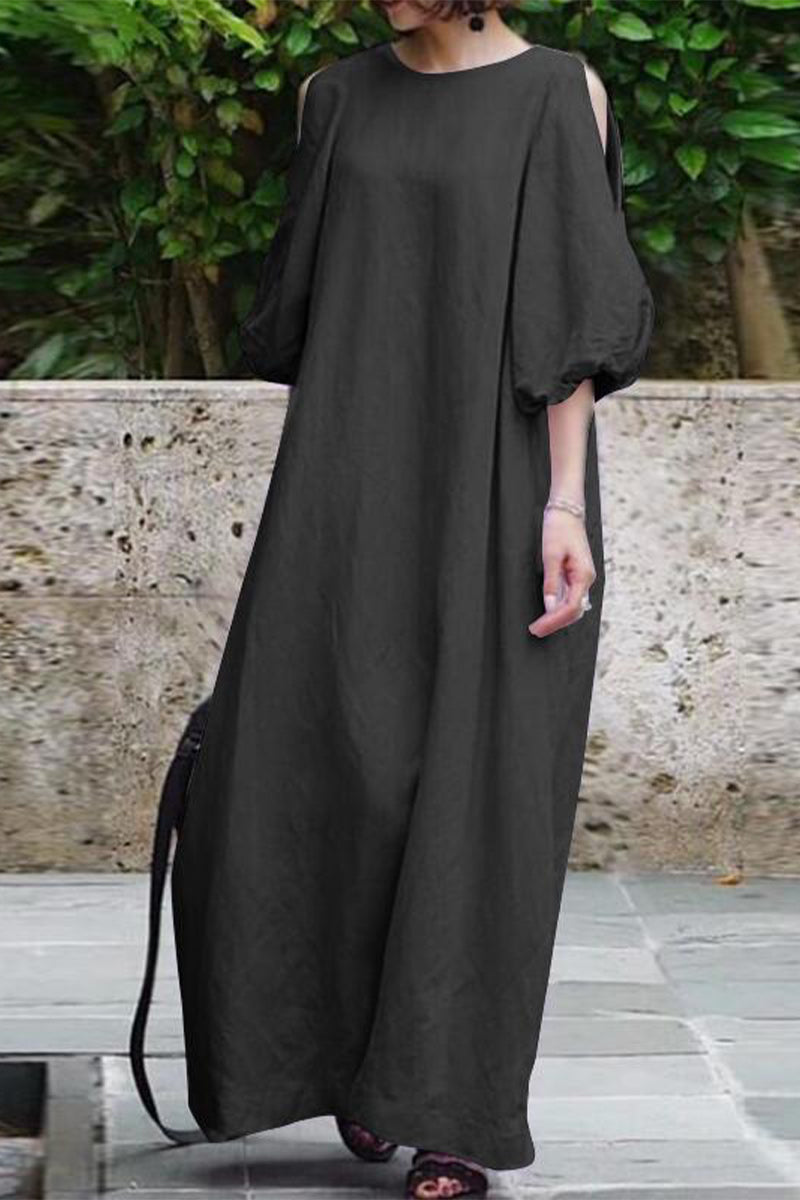 Casual Simplicity O Neck Dresses(3 Colors)