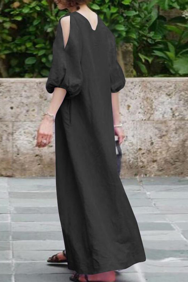 Casual Simplicity O Neck Dresses(3 Colors)