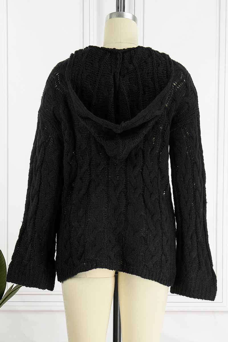 Fashion Street Solid Patchwork Hooded Collar Sweaters(16 Colors)