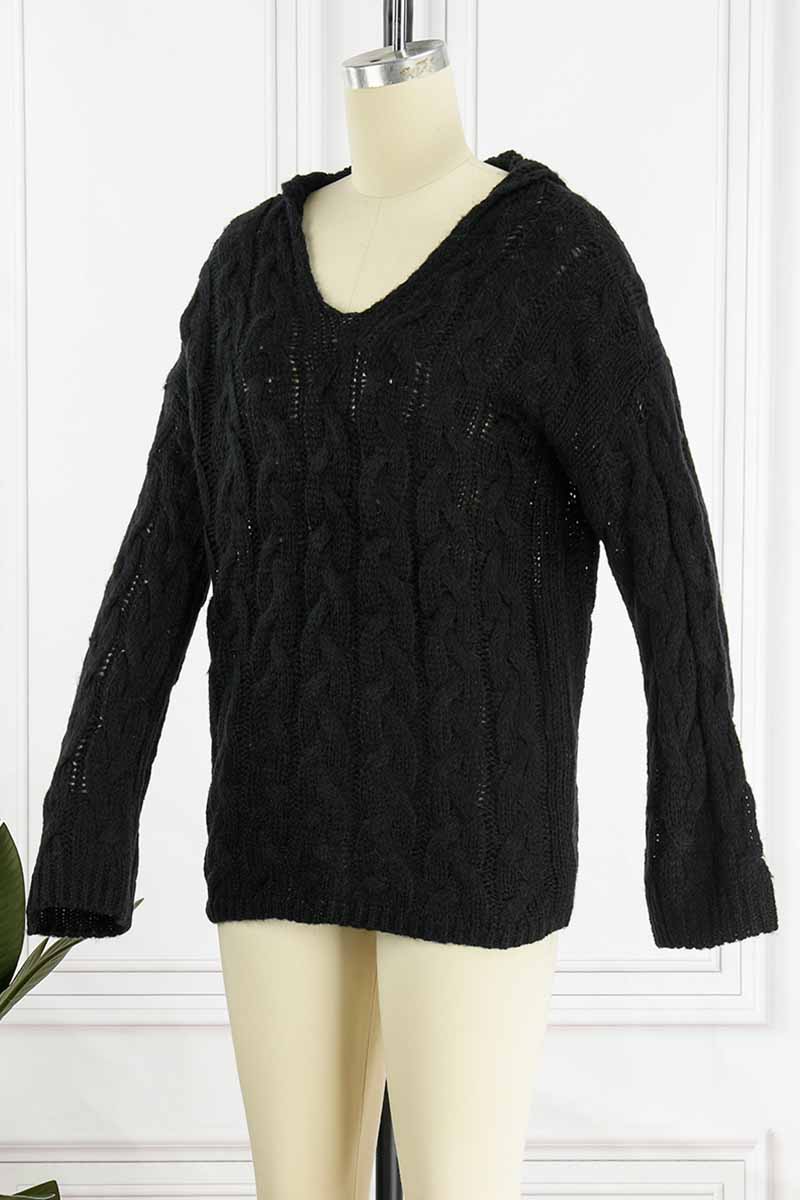 Fashion Street Solid Patchwork Hooded Collar Sweaters(16 Colors)