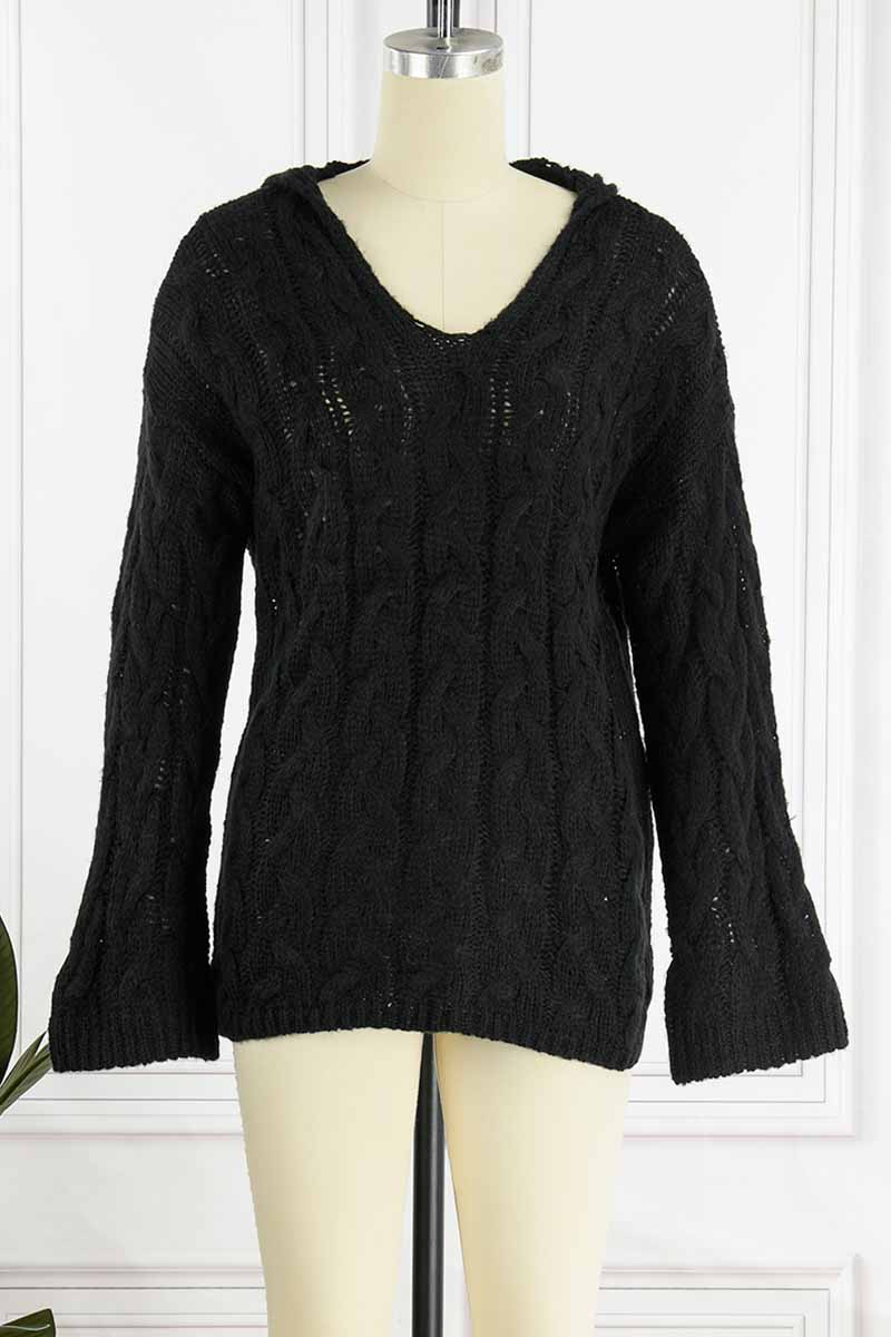 Fashion Street Solid Patchwork Hooded Collar Sweaters(16 Colors)