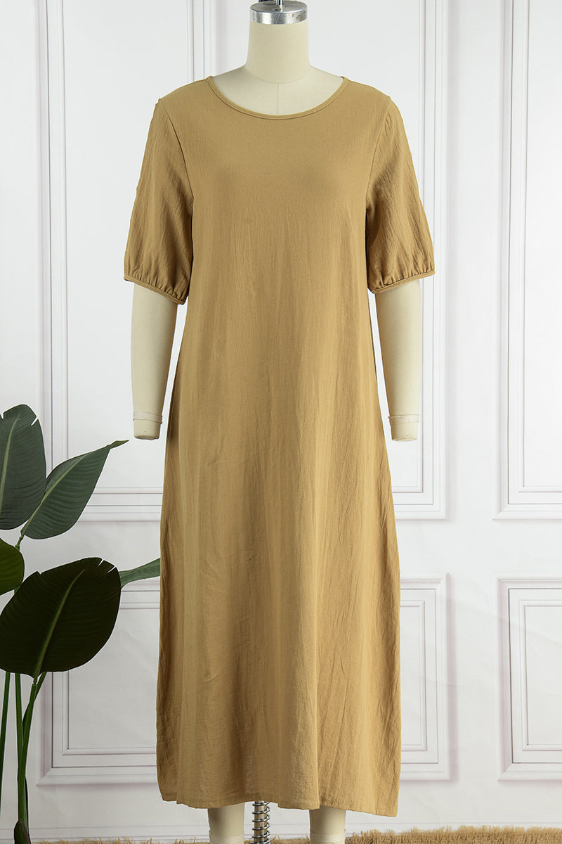 Casual Simplicity O Neck Dresses(3 Colors)