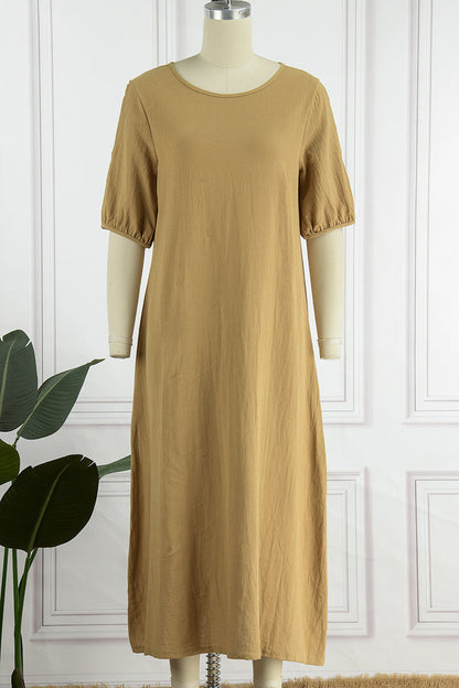 Casual Simplicity O Neck Dresses(3 Colors)