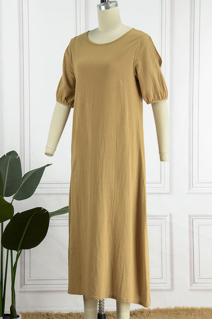 Casual Simplicity O Neck Dresses(3 Colors)