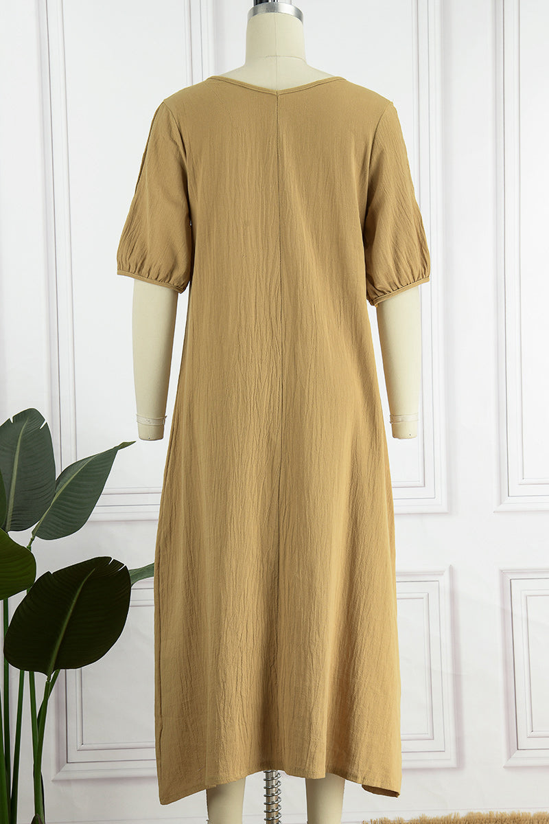 Casual Simplicity O Neck Dresses(3 Colors)