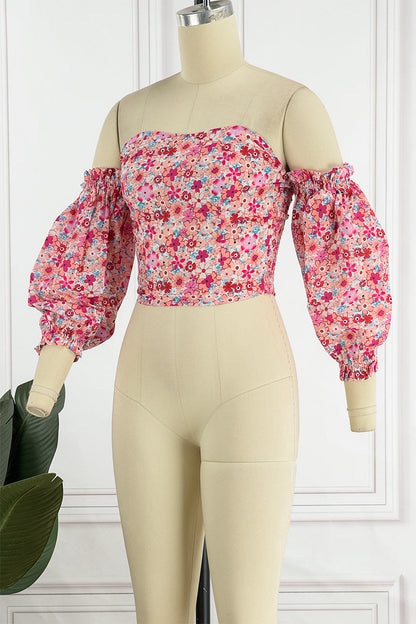 Sweet Elegant Print Printing Off the Shoulder Tops(8 Colors)