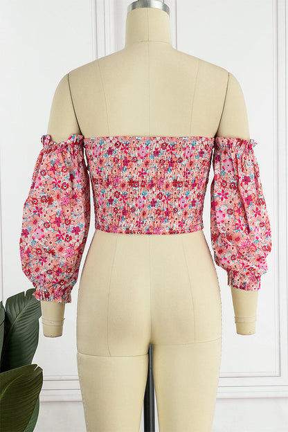 Sweet Elegant Print Printing Off the Shoulder Tops(8 Colors)