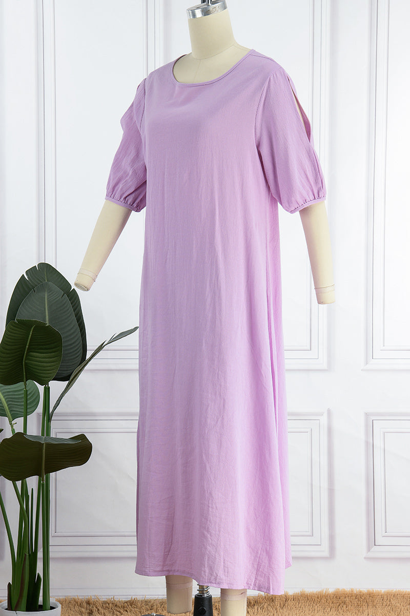 Casual Simplicity O Neck Dresses(3 Colors)