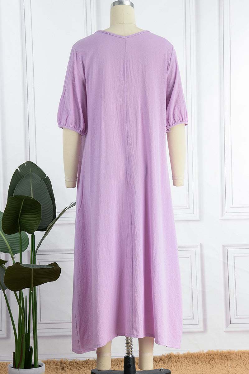 Casual Simplicity O Neck Dresses(3 Colors)