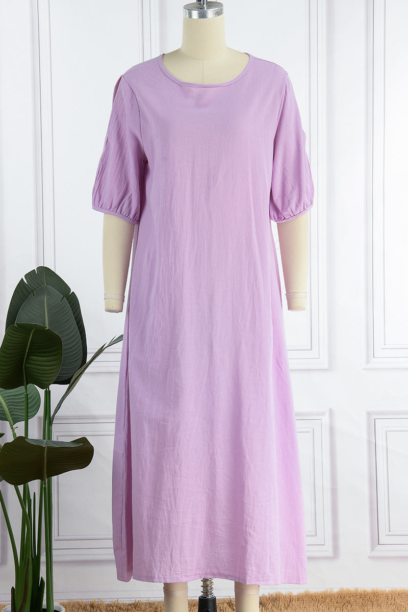 Casual Simplicity O Neck Dresses(3 Colors)