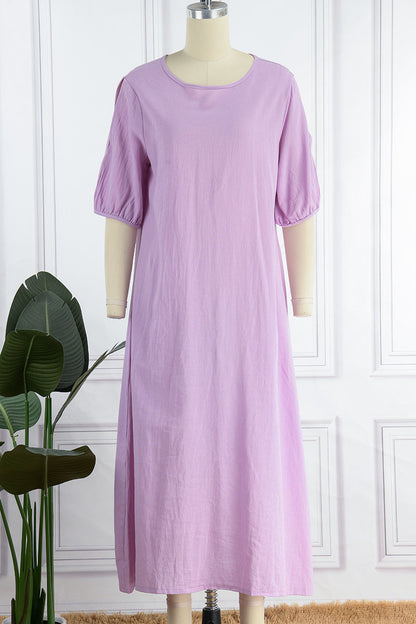 Casual Simplicity O Neck Dresses(3 Colors)