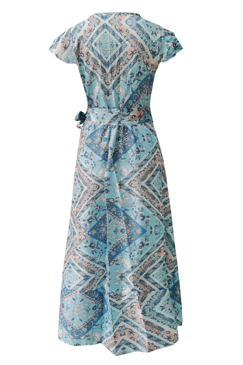 Sexy Elegant Print V Neck A Line Dresses(10 Colors)