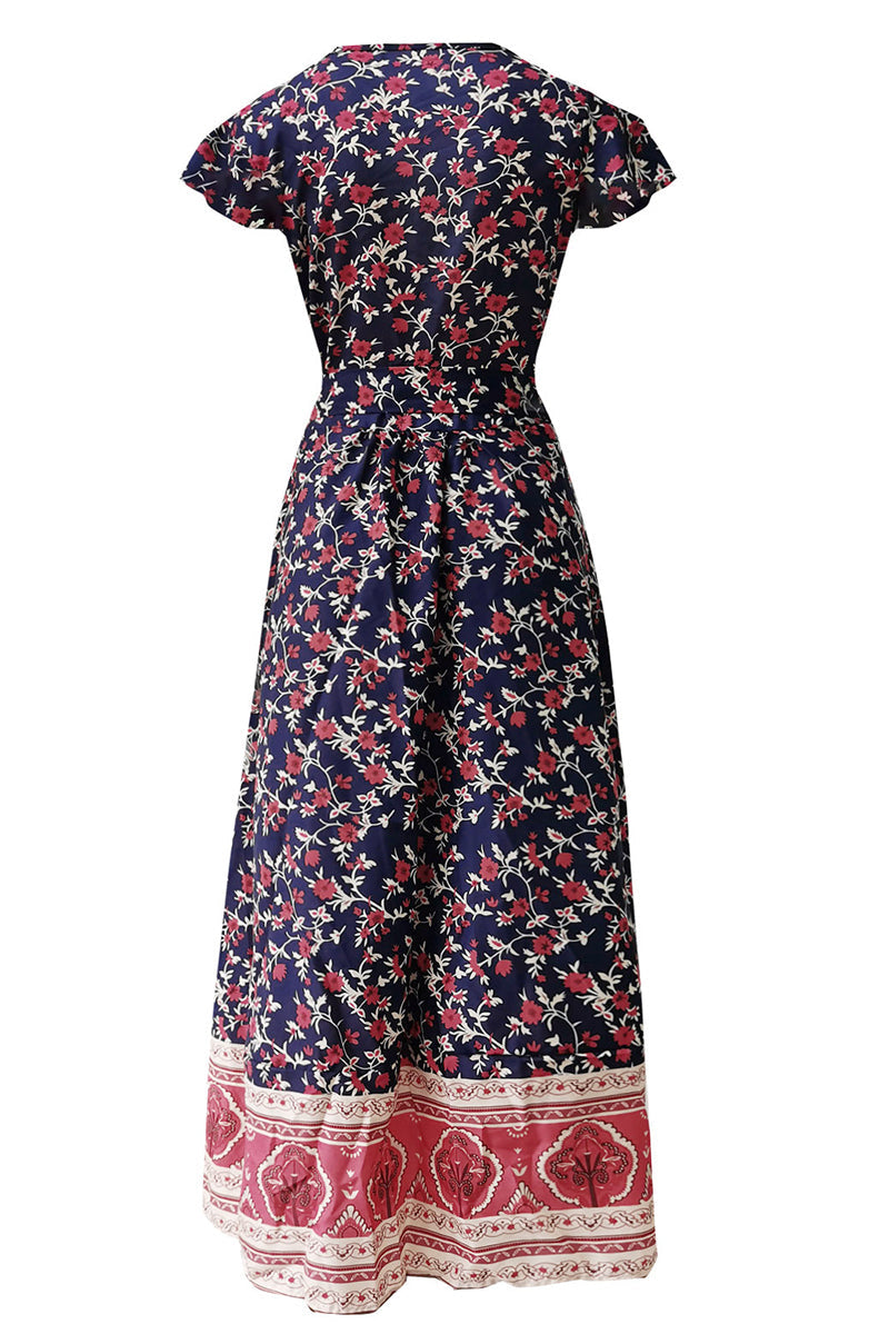 Sexy Elegant Print V Neck A Line Dresses(10 Colors)