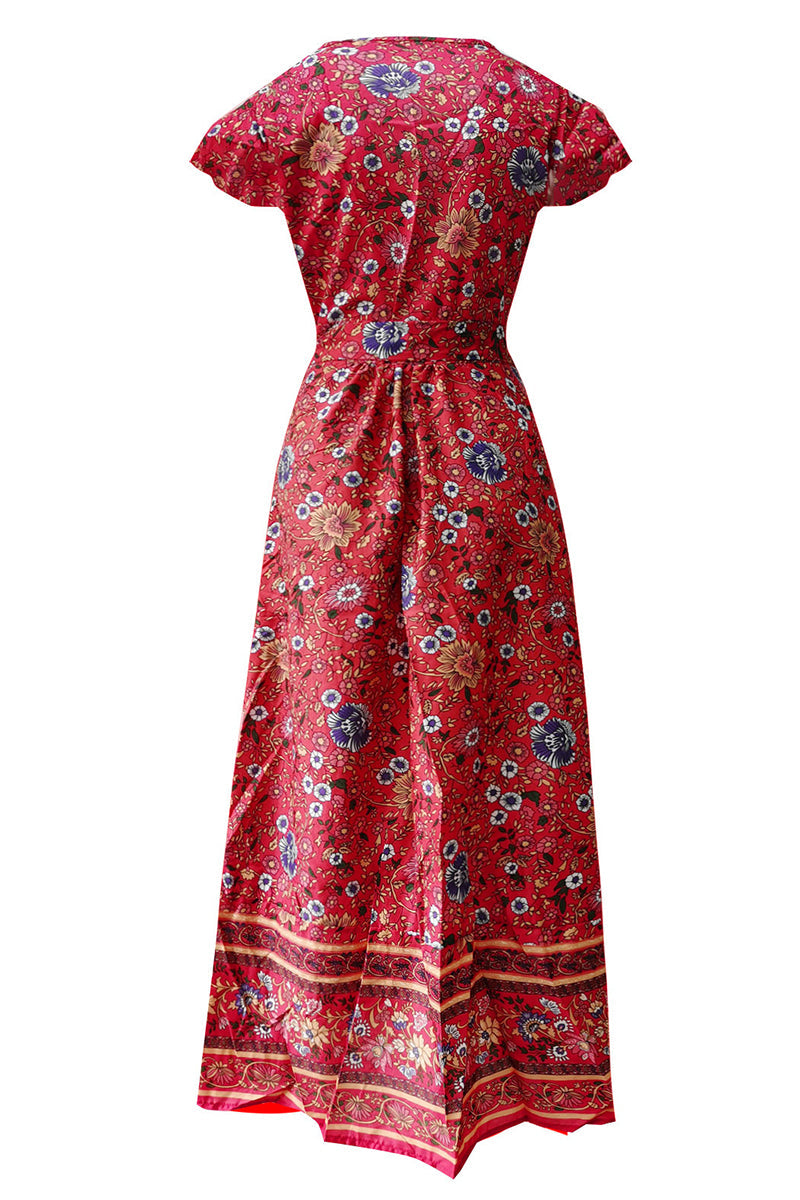 Sexy Elegant Print V Neck A Line Dresses(10 Colors)