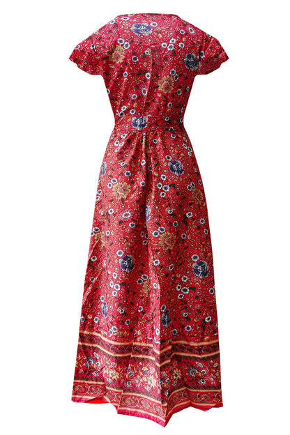 Sexy Elegant Print V Neck A Line Dresses(10 Colors)