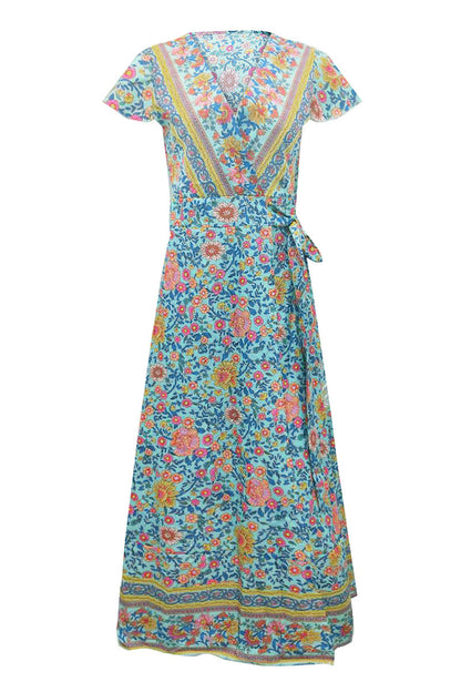 Sexy Elegant Print V Neck A Line Dresses(10 Colors)