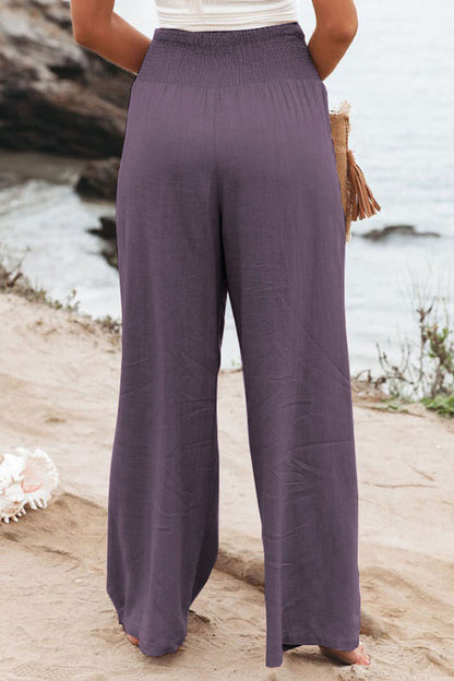 Casual Simplicity Solid Solid Color Loose Wide Leg Solid Color Bottoms