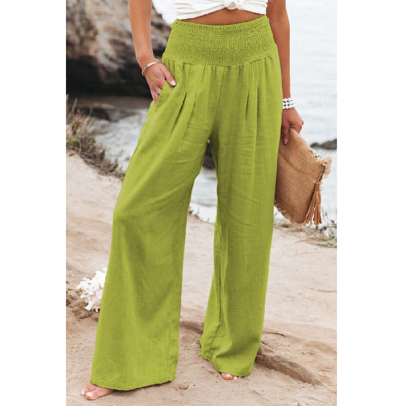 Casual Simplicity Solid Solid Color Loose Wide Leg Solid Color Bottoms